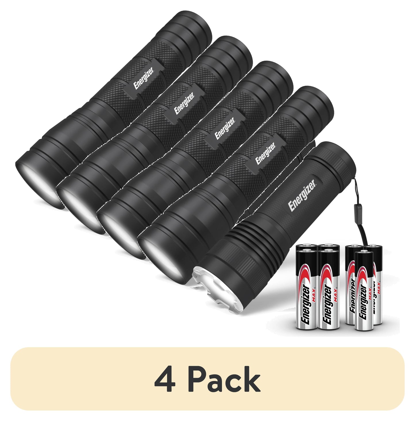 (4 Pack)  Flashlight Combo Pack, High Powered 1,000 Lumen Metal Torch Light and Bright 300 Lumen Mini Tactical EDC Flashlight, for Emergency, Camping, Running and Hunting, Batteries Included