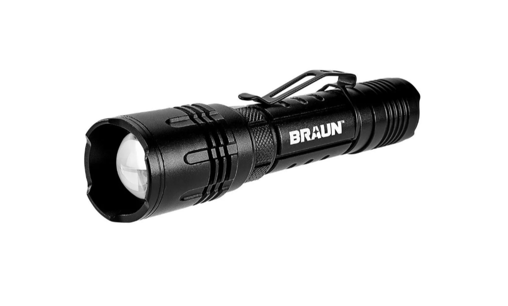 BRAUN 1800 Lumen Rechargeable Waterproof Tactical LED Flashlight