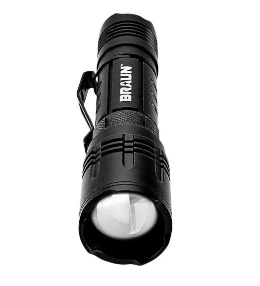 BRAUN 1800 Lumen Rechargeable Waterproof Tactical LED Flashlight